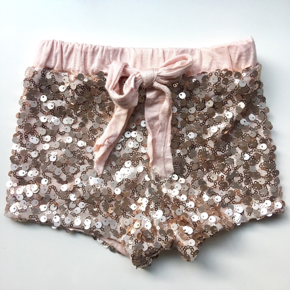 Sugarplum Lane Blush Pink Sequin Shorts